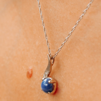 Sky Jewelry Золотая цепочка  с кулоном Синий Звездчатый Сапфир