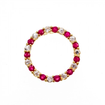 Sky Jewelry Золотой кулон с камнями  Розовая и Бесцветная Шпинель  *Очарование*