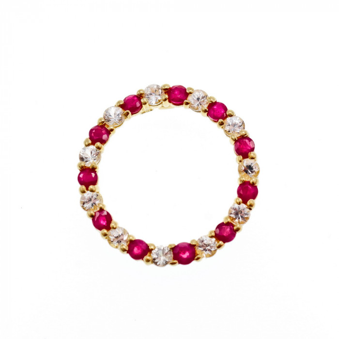 Sky Jewelry Золотой кулон с камнями  Розовая и Бесцветная Шпинель  *Очарование*