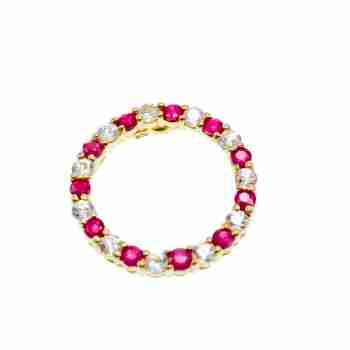 Sky Jewelry Золотой кулон с камнями  Розовая и Бесцветная Шпинель  *Очарование
