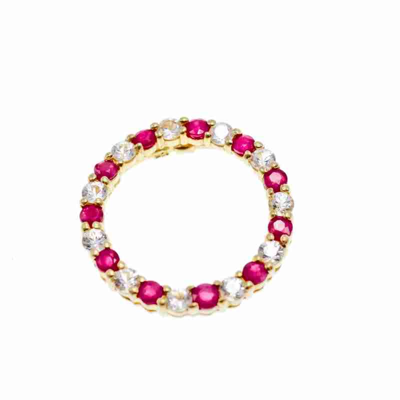 Sky Jewelry Золотой кулон с камнями  Розовая и Бесцветная Шпинель  *Очарование