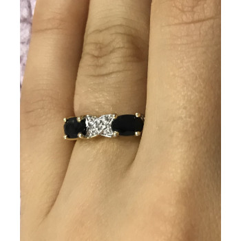 Sky Jewelry Серебряное кольцо (позолота ) с черной шпинелью