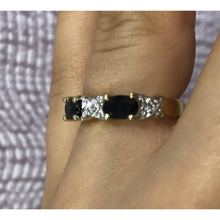 Sky Jewelry Серебряное кольцо (позолота ) с черной шпинелью