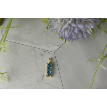 Sky Jewelry Золотой кулон 14К (585 проба)  с Голубым Топазом и Бриллиантом