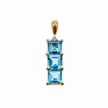Sky Jewelry Золотой кулон 14К (585 проба)  с Голубым Топазом и Бриллиантом