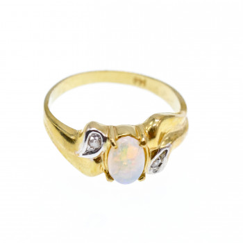 Sky Jewelry Золотое кольцо с Опалом и Бриллиантами