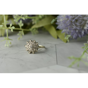 Sky Jewelry Золотое кольцо с Бриллиантом  0.10 карат   *Нежный Цветок*