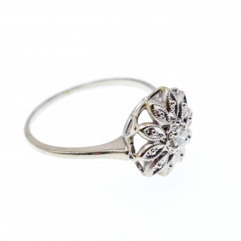 Sky Jewelry Золотое кольцо с Бриллиантом  0.10 карат   *Нежный Цветок*