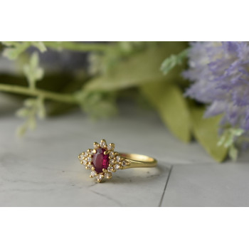 Sky Jewelry Золотое кольцо с Рубином  и Бриллиантами   *Нежность Рубина*