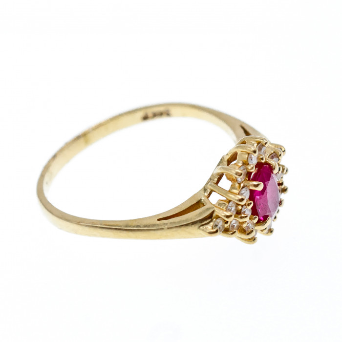 Sky Jewelry Золотое кольцо с Рубином  и Бриллиантами   *Нежность Рубина*