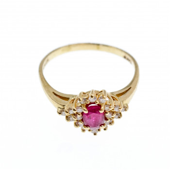 Sky Jewelry Золотое кольцо с Рубином  и Бриллиантами   *Нежность Рубина*