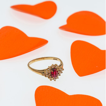 Sky Jewelry Золотое кольцо с Рубином  и Бриллиантами   *Нежность Рубина*