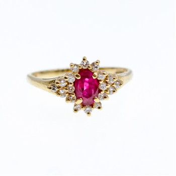 Sky Jewelry Золотое кольцо с Рубином  и Бриллиантами   *Нежность Рубина*