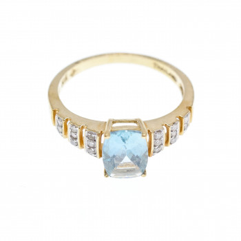 Sky Jewelry Золотое кольцо с нежно-голубым Аквамарином и Бриллиантами