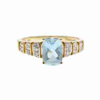 Sky Jewelry Золотое кольцо с нежно-голубым Аквамарином и Бриллиантами