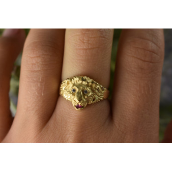 Sky Jewelry Золотое кольцо с Рубином  и Бриллиантами   *Лев*