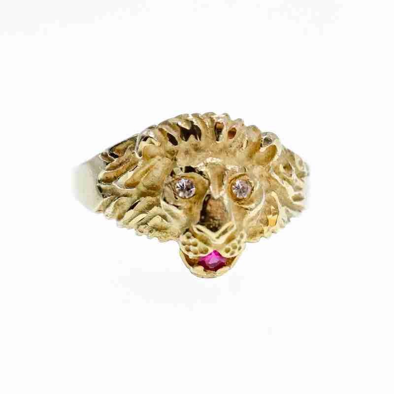 Sky Jewelry Золотое кольцо с Рубином  и Бриллиантами   *Лев*