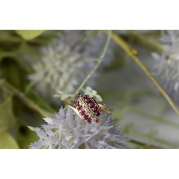 Sky Jewelry Золотое кольцо с Рубином  и Бриллиантами   *Рубиновая Сладость*