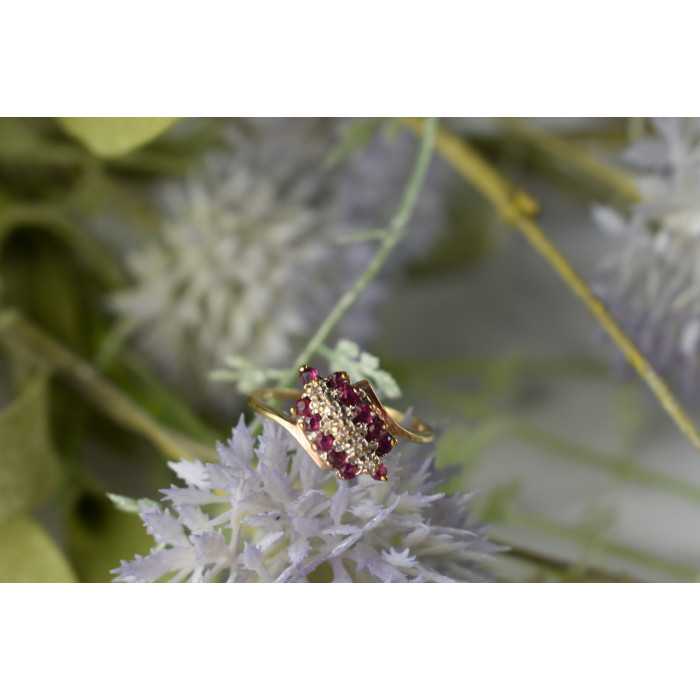 Sky Jewelry Золотое кольцо с Рубином  и Бриллиантами   *Рубиновая Сладость*