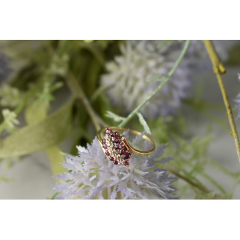 Sky Jewelry Золотое кольцо с Рубином  и Бриллиантами   *Рубиновая Сладость*