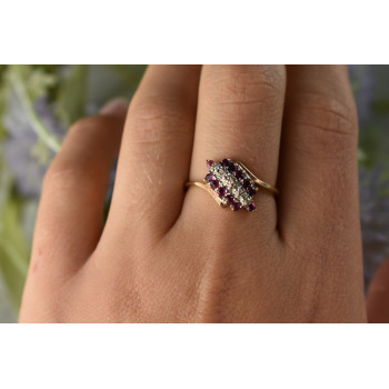 Sky Jewelry Золотое кольцо с Рубином  и Бриллиантами   *Рубиновая Сладость*