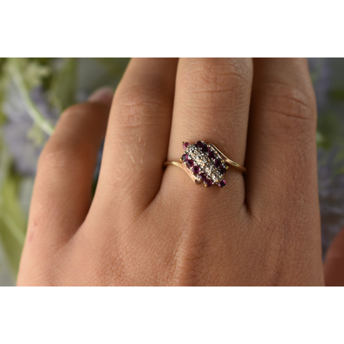 Sky Jewelry Золотое кольцо с Рубином  и Бриллиантами   *Рубиновая Сладость*