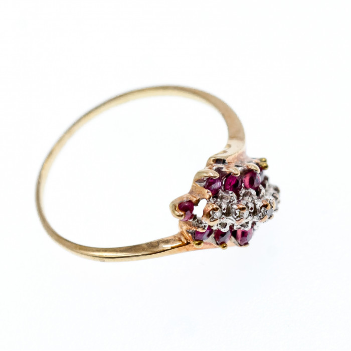 Sky Jewelry Золотое кольцо с Рубином  и Бриллиантами   *Рубиновая Сладость*