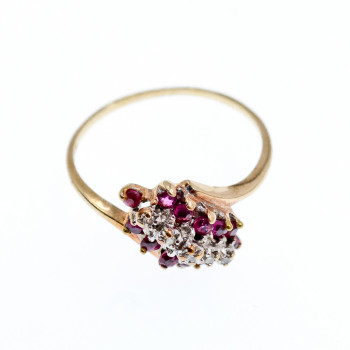 Sky Jewelry Золотое кольцо с Рубином  и Бриллиантами   *Рубиновая Сладость*