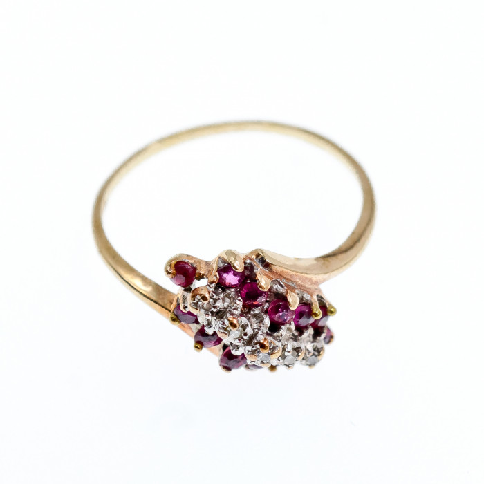 Sky Jewelry Золотое кольцо с Рубином  и Бриллиантами   *Рубиновая Сладость*