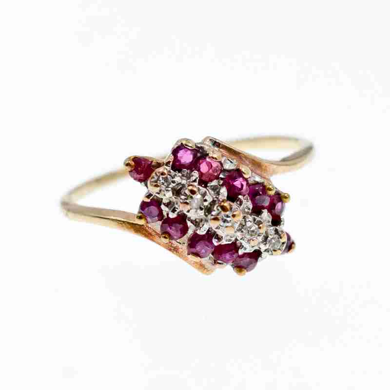 Sky Jewelry Золотое кольцо с Рубином  и Бриллиантами   *Рубиновая Сладость*