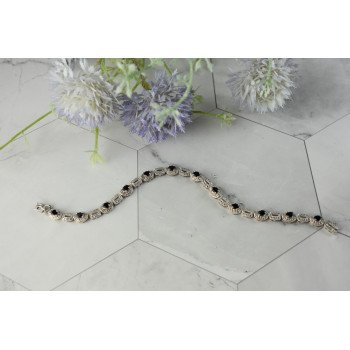 Sky Jewelry Серебряный браслет 925 пробы с темно-синим и бесцветным Сапфиром