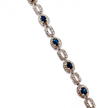 Sky Jewelry Серебряный браслет 925 пробы с темно-синим и бесцветным Сапфиром