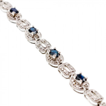 Sky Jewelry Серебряный браслет 925 пробы с темно-синим и бесцветным Сапфиром