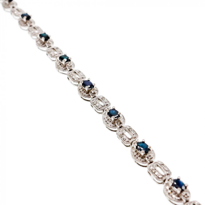 Sky Jewelry Серебряный браслет 925 пробы с темно-синим и бесцветным Сапфиром