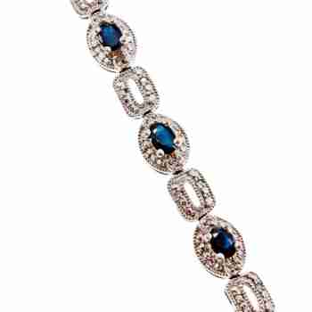 Sky Jewelry Серебряный браслет 925 пробы с темно-синим и бесцветным Сапфиром