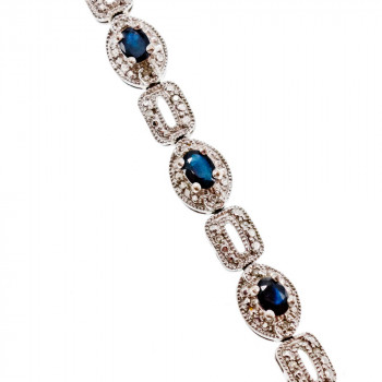 Sky Jewelry Серебряный браслет 925 пробы с темно-синим и бесцветным Сапфиром