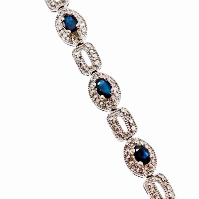 Sky Jewelry Серебряный браслет 925 пробы с темно-синим и бесцветным Сапфиром
