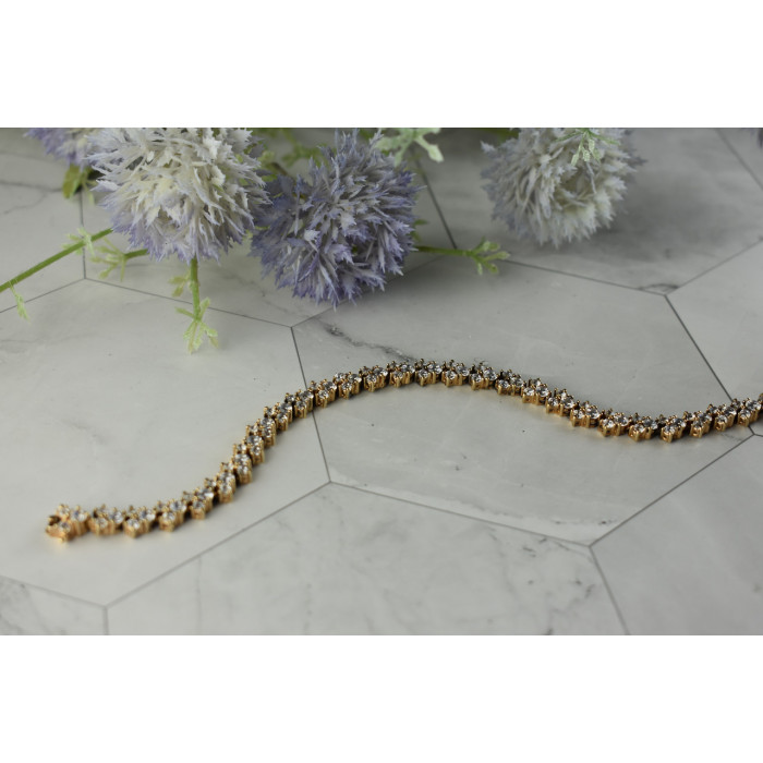 Sky Jewelry Серебряный браслет в позолоте  с Фианитами  *Блеск Алмазов