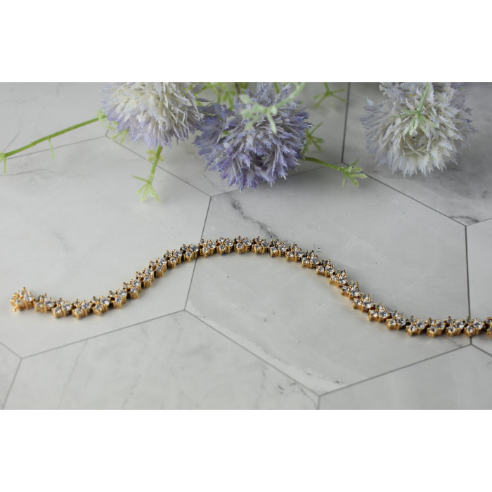 Sky Jewelry Серебряный браслет в позолоте  с Фианитами  *Блеск Алмазов