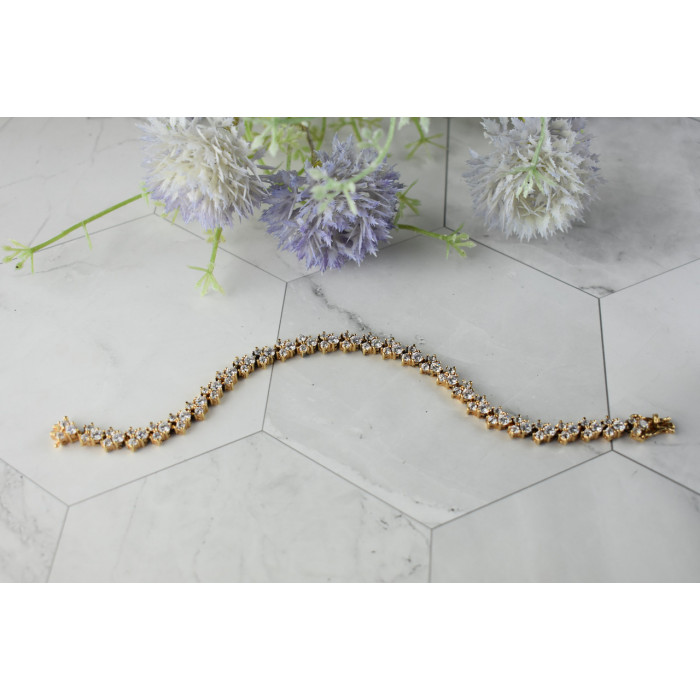 Sky Jewelry Серебряный браслет в позолоте  с Фианитами  *Блеск Алмазов