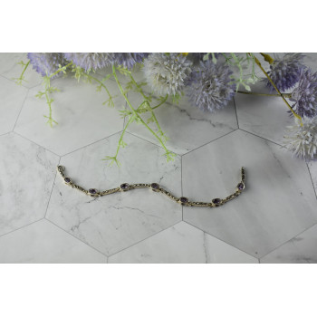 Sky Jewelry Винтажный Серебряный браслет 925 пробы с Аметистом и камнями Морион