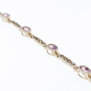 Sky Jewelry Винтажный Серебряный браслет 925 пробы с Аметистом и камнями Морион