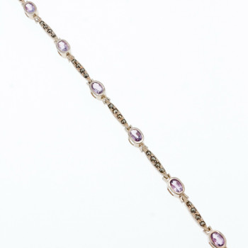 Sky Jewelry Винтажный Серебряный браслет 925 пробы с Аметистом и камнями Морион