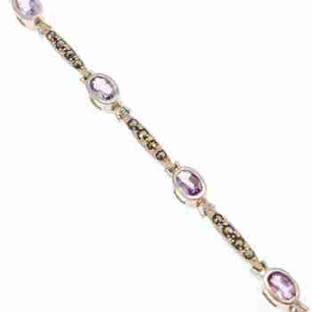 Sky Jewelry Винтажный Серебряный браслет 925 пробы с Аметистом и камнями Морион