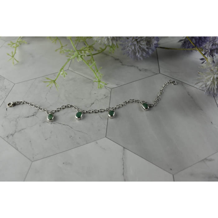 Sky Jewelry Серебряный браслет  925 проба с зеленым Жадеитом