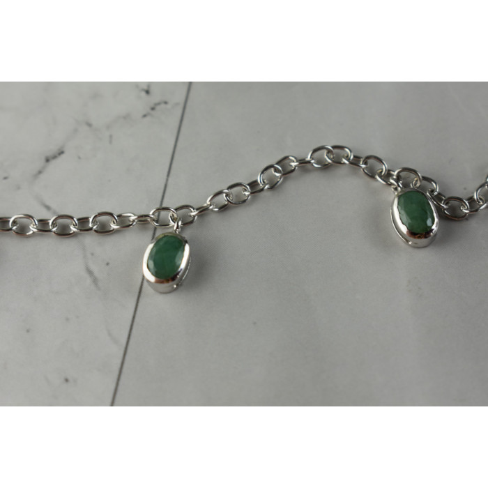 Sky Jewelry Серебряный браслет  925 проба с зеленым Жадеитом