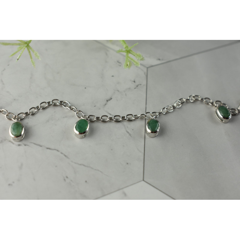 Sky Jewelry Серебряный браслет  925 проба с зеленым Жадеитом