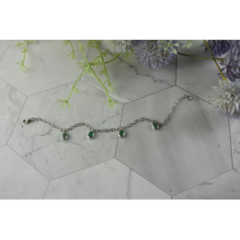 Sky Jewelry Серебряный браслет  925 проба с зеленым Жадеитом