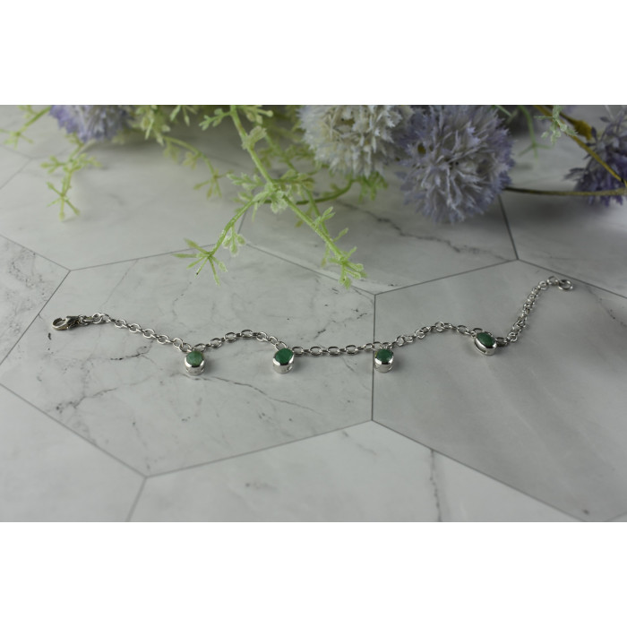 Sky Jewelry Серебряный браслет  925 проба с зеленым Жадеитом