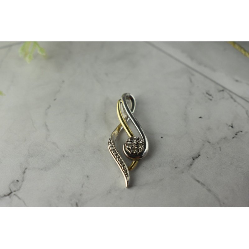 Sky Jewelry Серебряный кулон с Бриллиантами 925 проба со вставками  из золота 10К (417 проба)